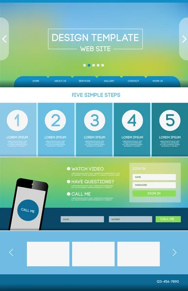 Mise en page Web d'atterrissage avec arrière-plan flou . — Image vectorielle