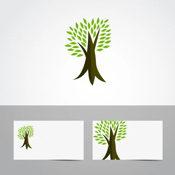 Иконка дерева с зелеными листьями — стоковый вектор