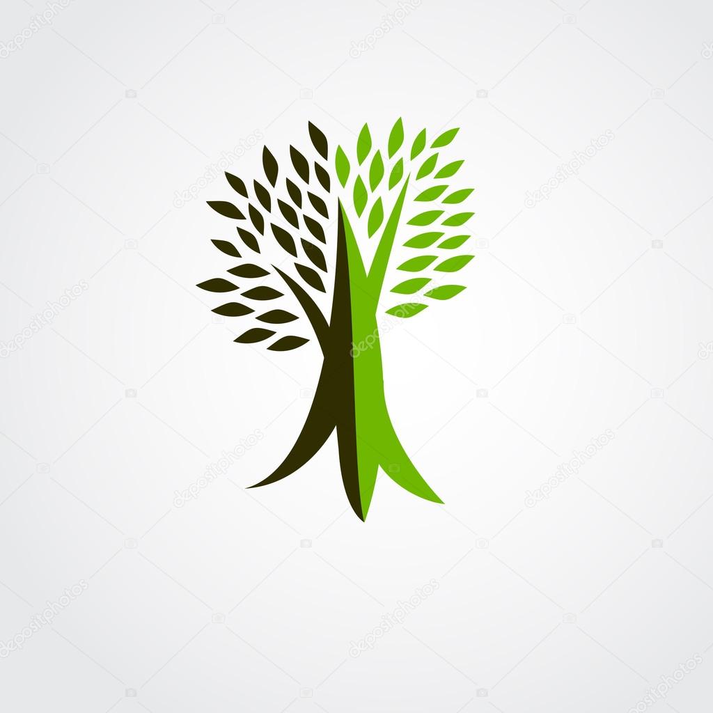 Tree icon with green leaves