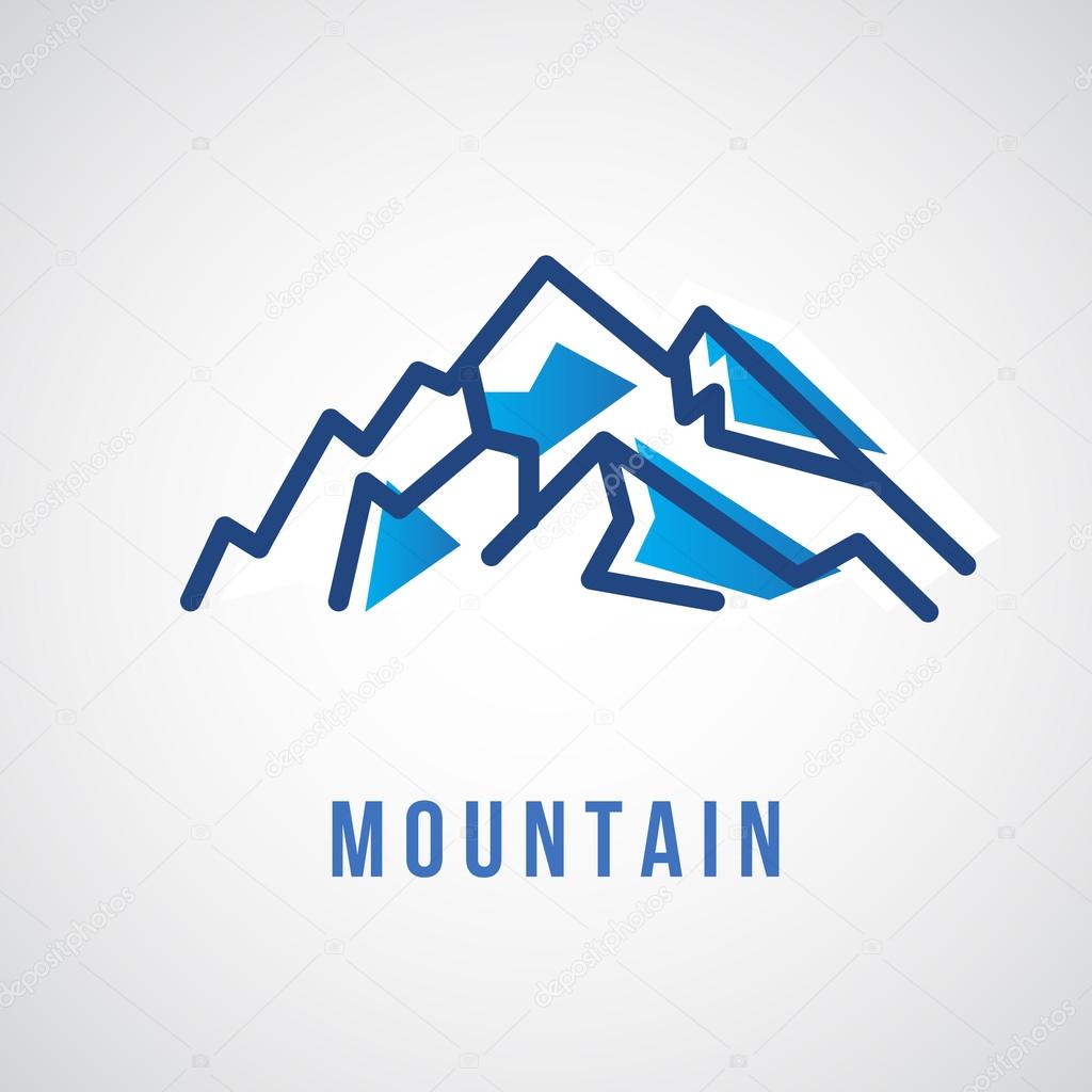 Mountain Logo - Geometric Sign - Vector Logo Sign Template. Mountain water logo. Design element.