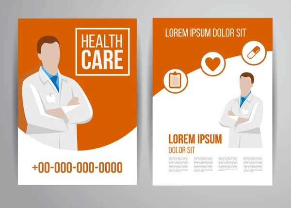 Healthcare brochure voor kliniek met artsen — Stockvector