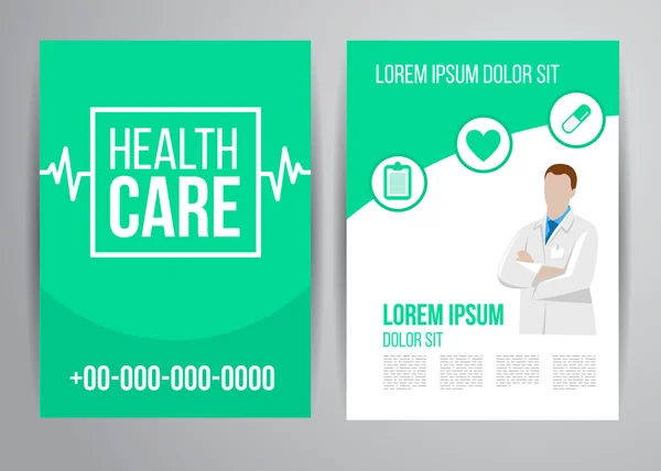 Healthcare brochure voor kliniek met artsen — Stockvector