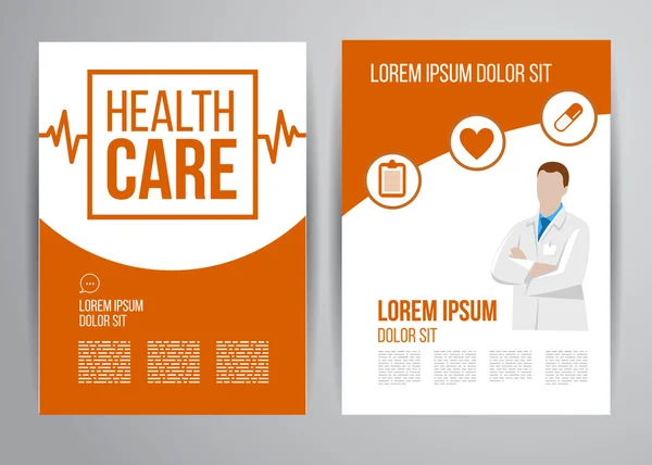 Healthcare brochure voor kliniek met artsen — Stockvector