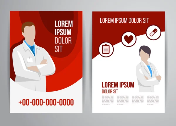 Healthcare brochure voor kliniek met artsen — Stockvector