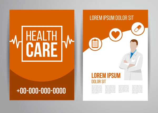 Healthcare brochure voor kliniek met artsen — Stockvector