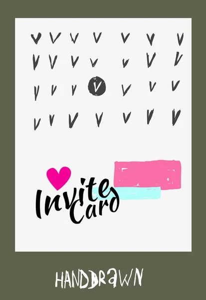 Hand drawn trendy invite card — Stock Vector