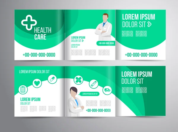 Healthcare brochure for clinic with doctors — Stock Vector