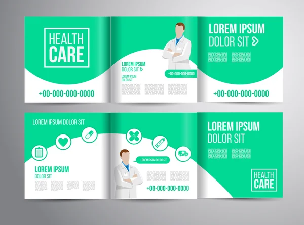 Healthcare brochure for clinic with doctors — Stock Vector