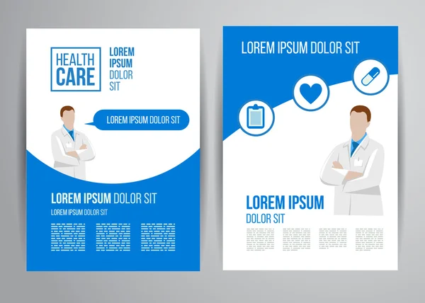 Healthcare brochure voor kliniek met artsen — Stockvector