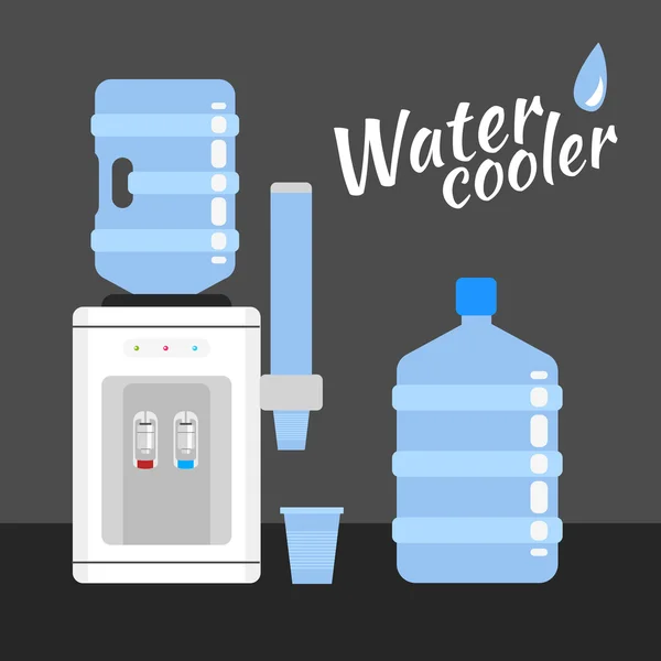 Refrigerador de agua y botella de oficina — Archivo Imágenes Vectoriales