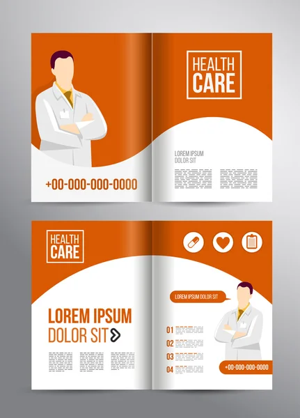 Zdravotní péče brožura pro klinika s lékaři — Stockový vektor