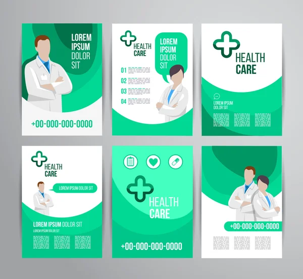 Healthcare brochure voor kliniek met artsen — Stockvector