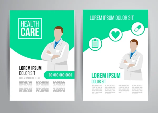 Healthcare brochure for clinic with doctors — Stock Vector