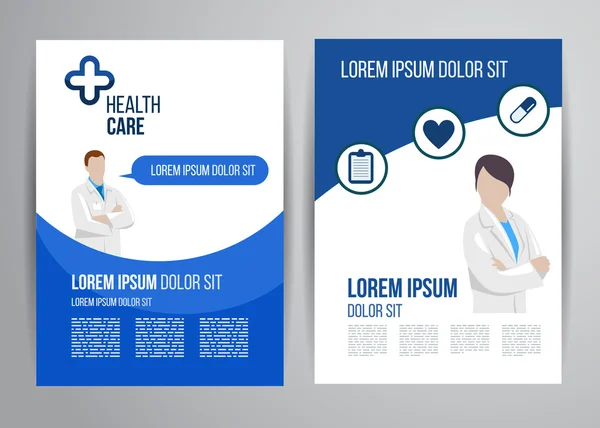 Healthcare brochure voor kliniek met artsen — Stockvector