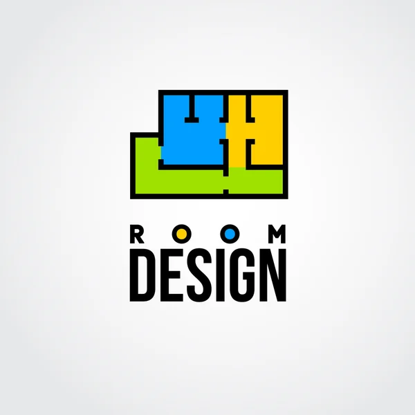 Πολύχρωμο λογότυπο σχεδίασης δωμάτιο — Διανυσματικό Αρχείο