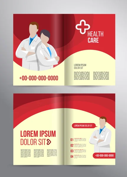 Healthcare brochure for clinic with doctors — Stock Vector