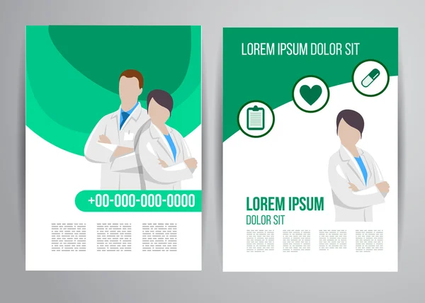 Healthcare brochure voor kliniek met artsen — Stockvector