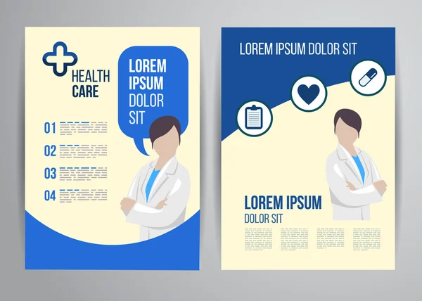 Healthcare brochure for clinic with doctors — Stock Vector