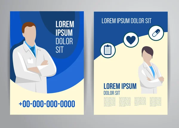 Healthcare brochure voor kliniek met artsen — Stockvector
