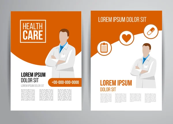 Brochura de cuidados de saúde para clínica com médicos —  Vetores de Stock