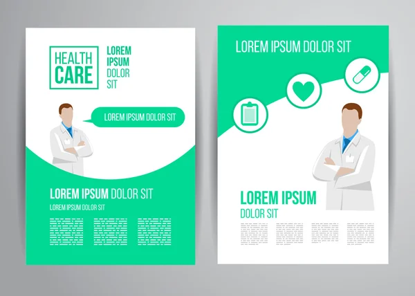 Brochura de cuidados de saúde para clínica com médicos —  Vetores de Stock