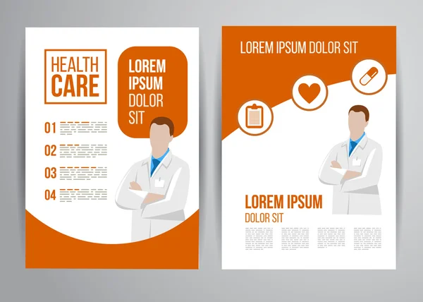 Healthcare brochure voor kliniek met artsen — Stockvector