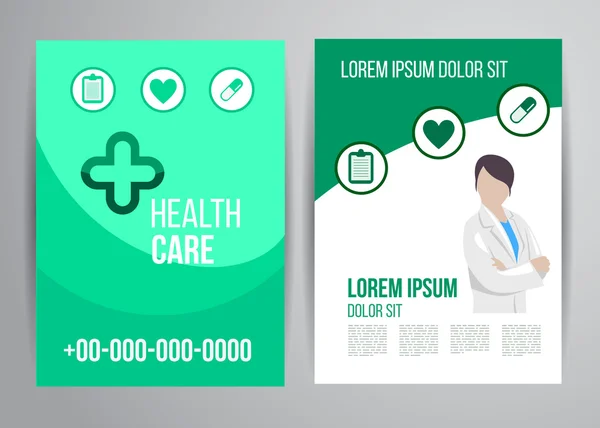 Healthcare brochure voor kliniek met artsen — Stockvector