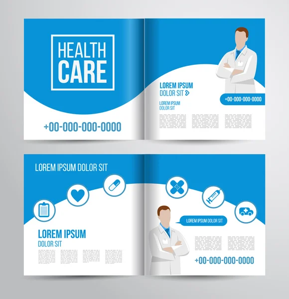 Healthcare brochure voor kliniek met artsen — Stockvector