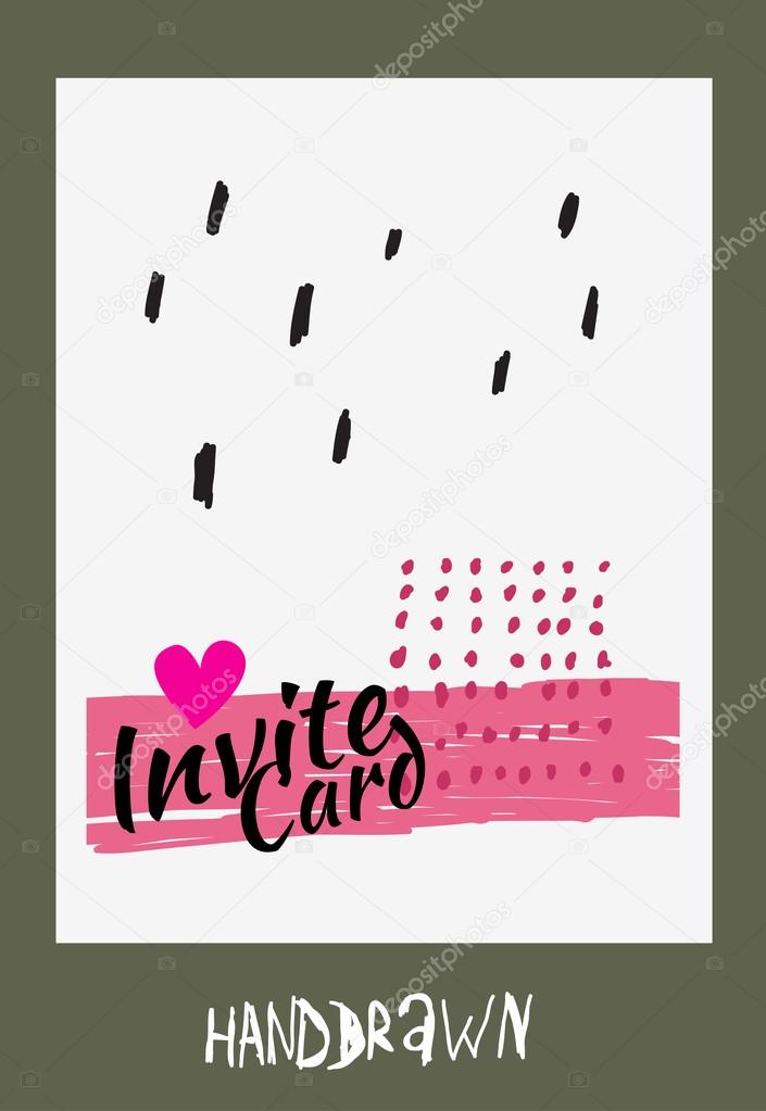 Hand drawn trendy invite card
