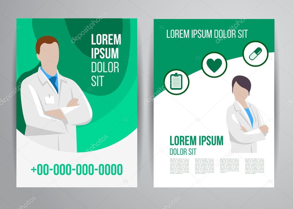 Healthcare brochure for clinic with doctors