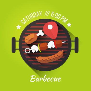 set of barbecue and grilled food