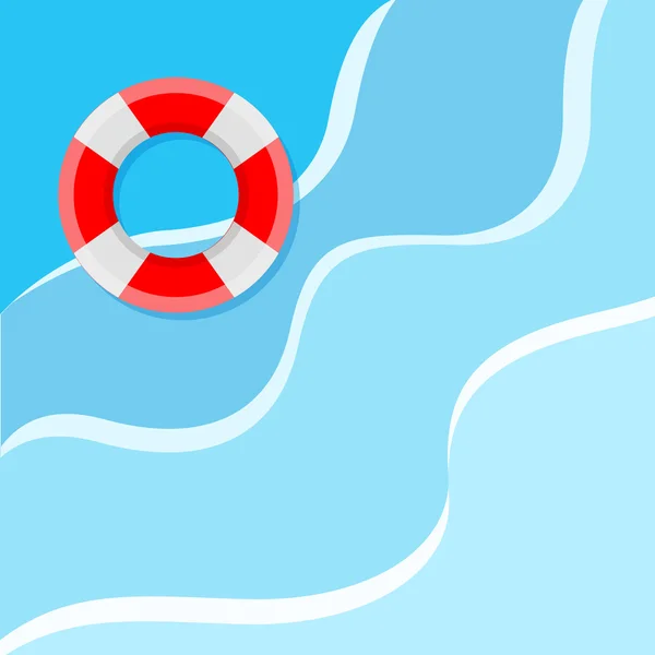 Lifebuoy on the blue water — Stock Vector