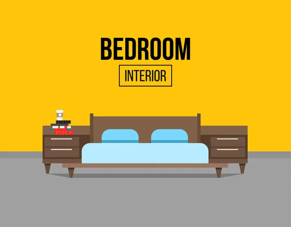 Slaapkamer interieur ontwerp — Stockvector