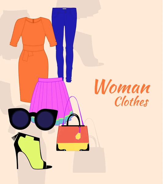 Набір одягу жінка — стоковий вектор