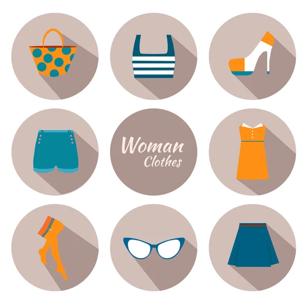 Ensemble icône de vêtements femme — Image vectorielle