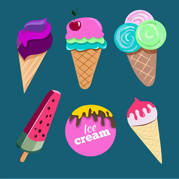 Ice cream set ilustrare — Vector de stoc