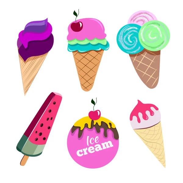 Conjunto de helado ilustración — Vector de stock