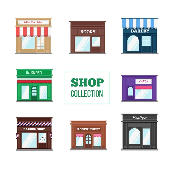 Flat shops and stores collection — Stock vektor