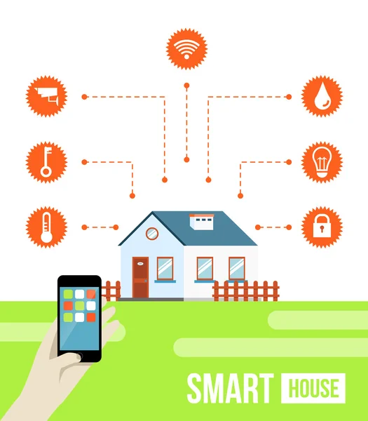 Smart house concept with signs — Stock Vector