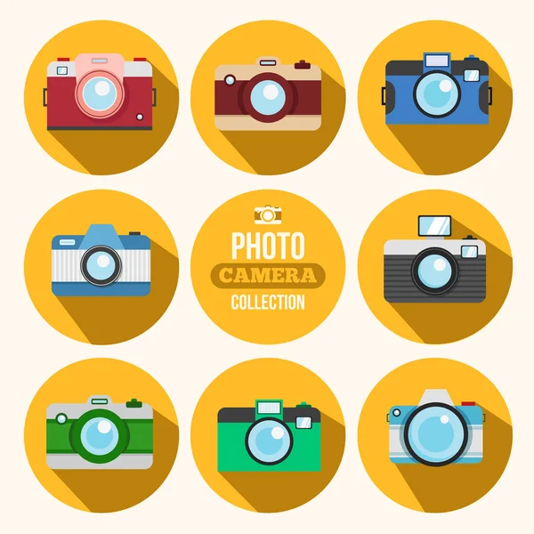 Camera flat illustration set — Stock Vector