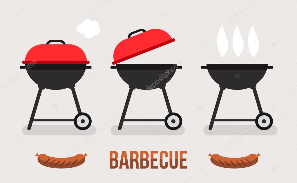 set of barbecue and grill