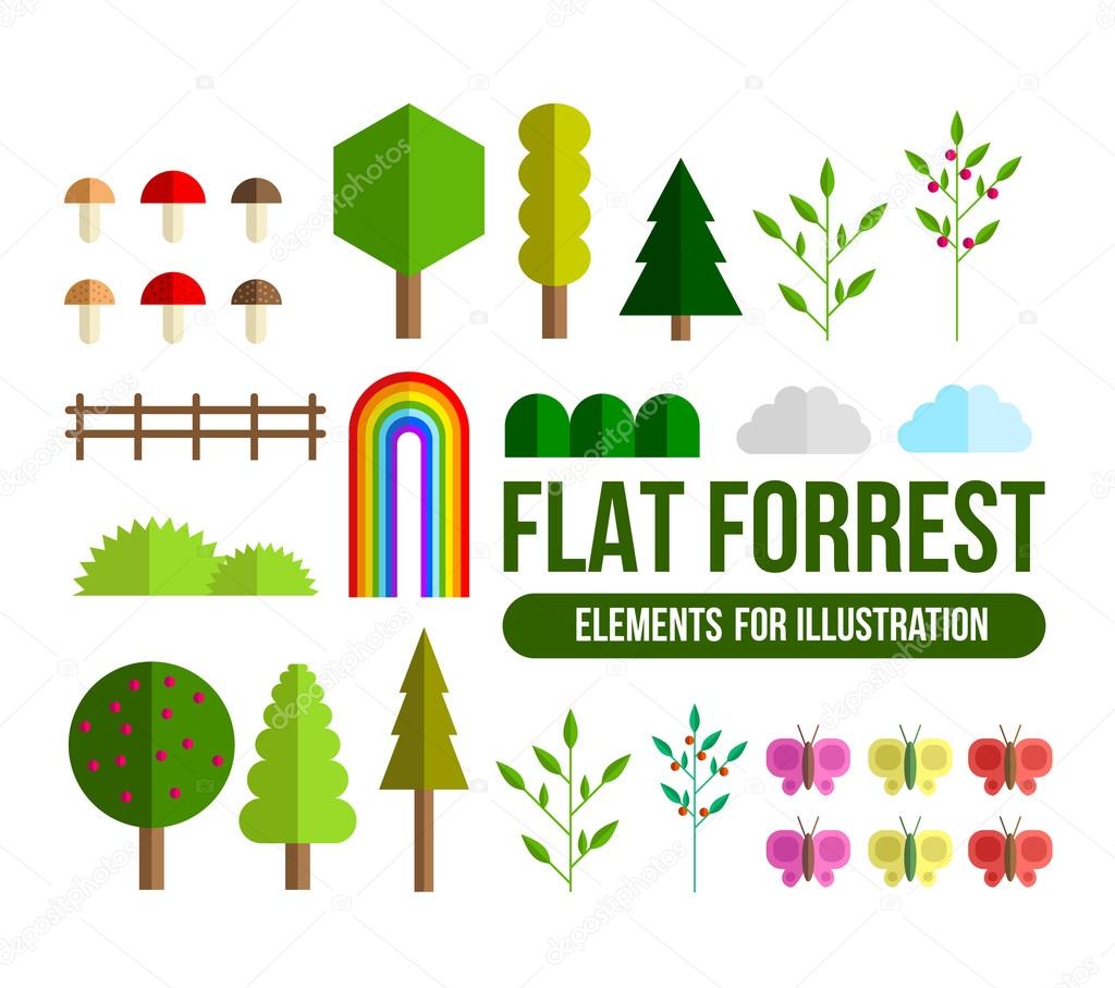 Forest flat elements set