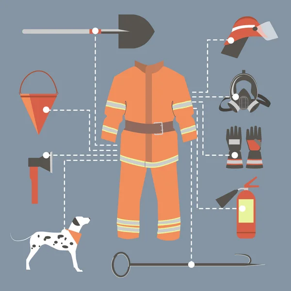 Conjunto de elementos de bomberos — Archivo Imágenes Vectoriales