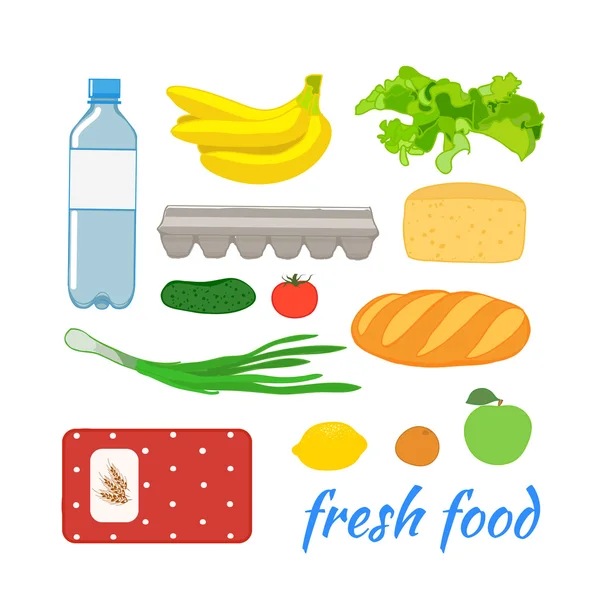 Set de alimentos con frutas y verduras . — Archivo Imágenes Vectoriales