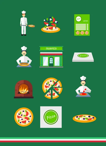 Set icone pizza — Vettoriale Stock