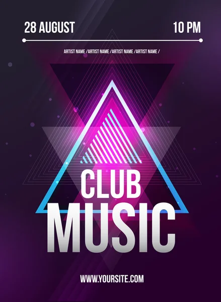 Folleto de música del club — Vector de stock