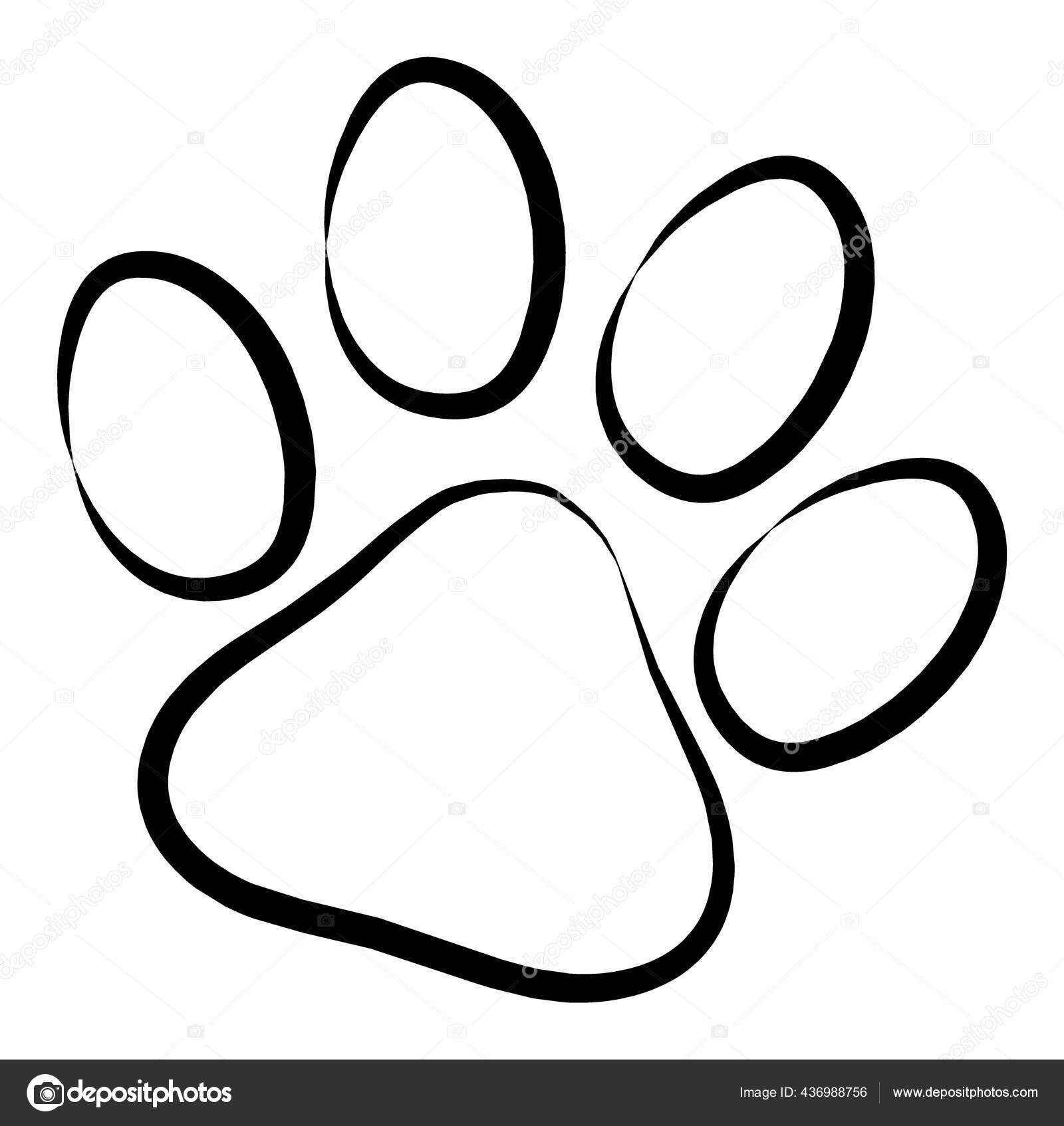 Animal Pawprint Line Drawing Vector Illustration Black White Stock Vector  Image by ©CarrotStudios #436988756