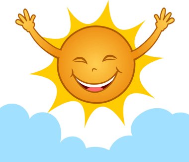 Mutlu Güneş Çizgi Filmi Vektör İllüstrasyonu, Komik 