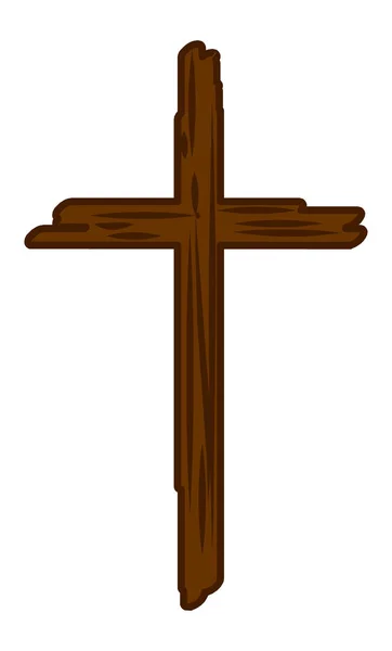 Wooden Cross Vector Silhouette Religious Illustration — 스톡 벡터