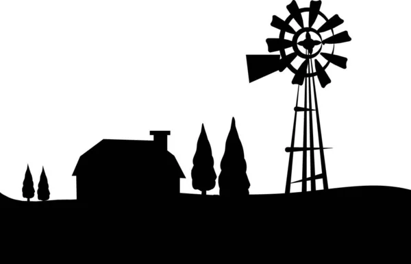 Farm Silhouette Stock Illustration — Stock Vector